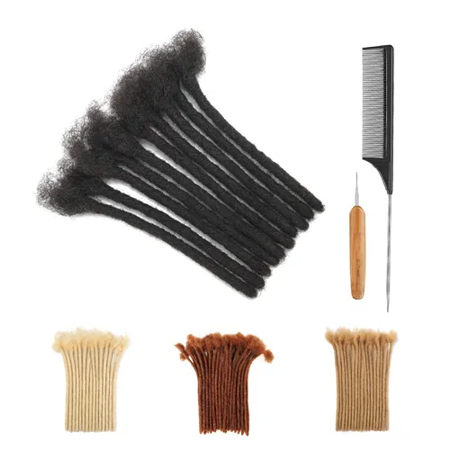 Miniatura 18 de Extensiones de Rastas de Cabello Humano 0.4cm de Grosor 4 Pulgadas 20 Hebras 100% Cabello Humano Real para Hombres/Mujeres/Niños Completamente