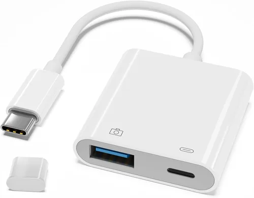 Adaptador de cámara USB C a USB con puerto de carga PD de 30 W, cable OTG compatible con iPhone 17/16/15, iPad, Android, tableta, USB 3.0 hembra