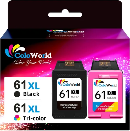 ColoWorld Cartuchos de tinta remanufacturados de repuesto para HP 61XL 61 XL Combo Pack para Envy 4500 4502 5534 5535 DeskJet 2512 2542 2540 2544