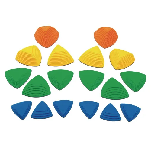 Excellerations Primary River Stones - Juego de 18 piedras antideslizantes en cuatro alturas graduadas para juego activo, ligero y apilable,