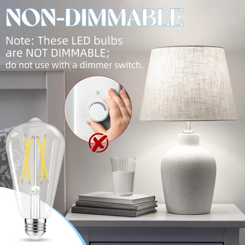 Miniatura 4 de GvvooHome Bombillas LED Edison, bombilla E26 equivalente a 60 vatios, no regulable, blanco frío 4000 K, bombillas vintage ST58, 90+ CRI, 6 W 600 LM