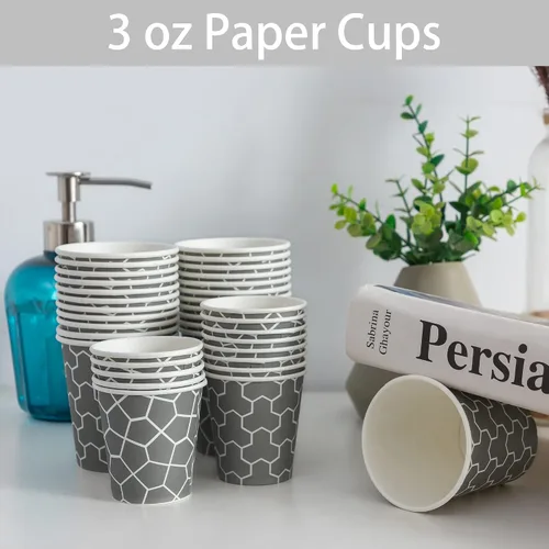 Miniatura 4 de Paquete de 600 vasos de papel de 3 onzas, vasos de baño pequeños desechables para enjuague bucal, mini vasos de papel para baño, fiesta, picnic
