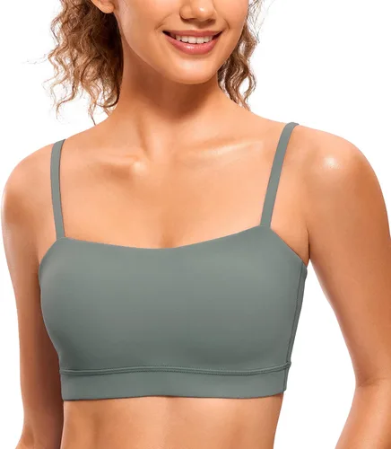 CRZ YOGA Butterluxe - Brasier deportivo ajustable con tirantes delgados para mujer, con relleno, sin varillas, cuello cuadrado, para entrenamiento,