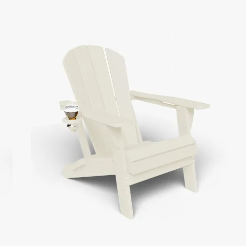 Miniatura 27 de Silla plegable Adirondack con portavasos, juego de 2, sillas de plástico HDPE para exteriores, resistentes a la intemperie, aspecto de madera real