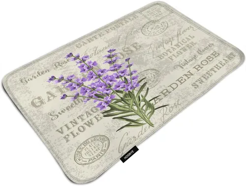Miniatura 28 de Tapete de baño de glicina abstracta para baño, diseño de flores moradas con fondo de bokeh, tapete de ducha para una cómoda y absorbente de agua