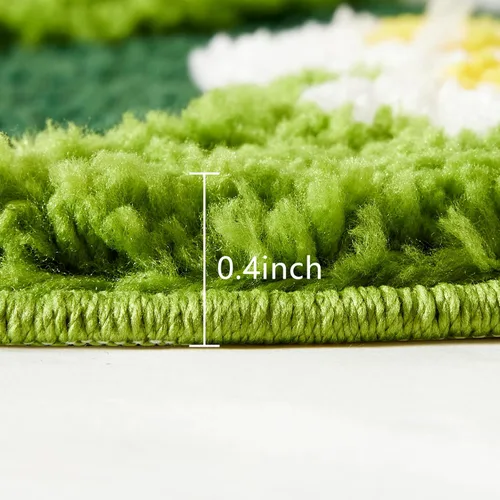 Miniatura 2 de Bonita Alfombra de Baño Verde Floral Hierba Primavera Flor Margarita Alfombras de Baño Antideslizantes Lavables a Máquina Súper Absorbentes