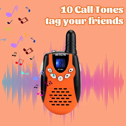 Miniatura 8 de Walkie Talkies Retevis para niños, recargables, 22 canales, FRS VOX, radio bidireccional para niños (naranja, 1 par)