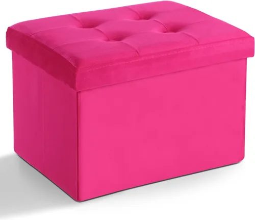 Miniatura 9 de LINMAGCO Taburete otomano plegable de almacenamiento, reposapiés de terciopelo con acolchado moderno otomano con almacenamiento para sala de estar