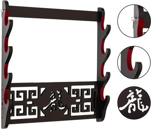 Miniatura 3 de Samurai - Soporte de pared para espada, soporte de 4 niveles para armas de artes marciales, soporte de exhibición de protección de vellón, Katana