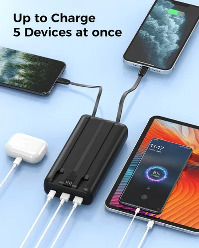 Miniatura 6 de Cargador Portátil Power Bank 50,000 mAh Cargador Portátil para Teléfono, Powerbank de Carga Rápida PD 22.5W, Cable Integrado, 5 Salidas 3 Entradas