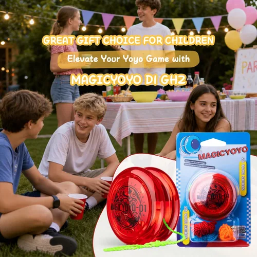Miniatura 8 de Looping Yoyo D1 Responsive YoYo para niños principiantes, Yo Yo Yo de 2A Loop Yo-Yo Starter Yo-Yo Easy to Play Trucos de cuerda básicos (rojo)