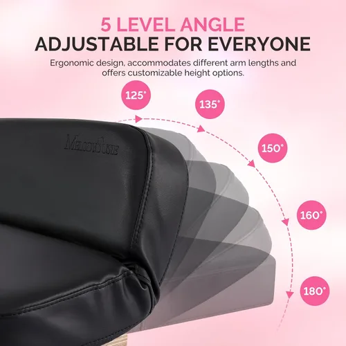 Miniatura 2 de MelodySusie Reposabrazos plegable para uñas tecnológicas de uñas, cojín de manicura ajustable de 5 niveles, almohada grande de piel sintética