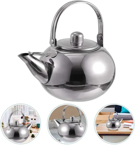 Miniatura 9 de Cabilock Olla de acero inoxidable Olla de agua caliente Tetera azul Infusor de té suelto Hervidor de agua Tetera Estufa Tetera Silbosa Tetera Plata