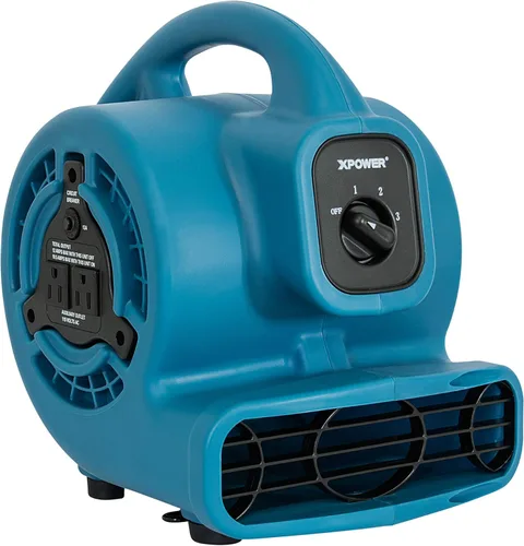 XPOWER P-80A Mini Mighty - Ventilador de aire centrífugo de 138 W 600 CFM, secador de alfombras, ventilador de piso, soplador, apilable, conexión en