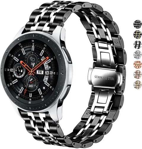 Miniatura 11 de DEALELE Correa compatible con Samsung Gear S3 / Galaxy Watch 1.811 in / Galaxy Watch 3 1.772 in, 0.866 in 7 filas correa de repuesto de metal de Oro