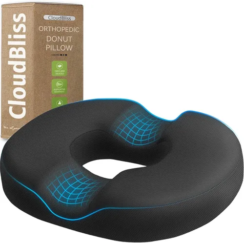 Miniatura 22 de Cojín de asiento en forma de dona CloudBliss para alivio del dolor de coxis y hemorroides, cojín de silla de espuma viscoelástica para después