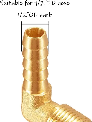 Miniatura 3 de Uenede 3 piezas de latón 1/2"NPT macho a 1/2" púas 90 grados codo rosca manguera de tubo púas accesorios para agua/aceite/gas