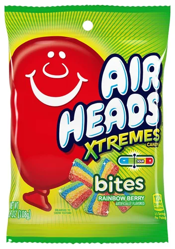 Miniatura 11 de Airheads Dulces, Xtremes Bites Sweet and Sour, Rainbow Berry, fiesta, concesiones, oficina, no se derriten, 2 onzas (paquete a granel de 18)