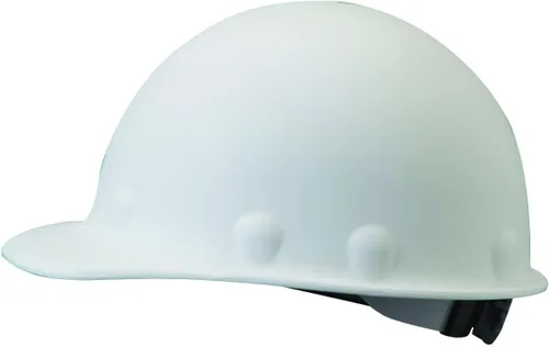 FIBRE-METAL de Honeywell P2ARW01A000 Casco duro de fibra de vidrio Super Eight con visera de trinquete, estilo tapa, color blanco, mediano
