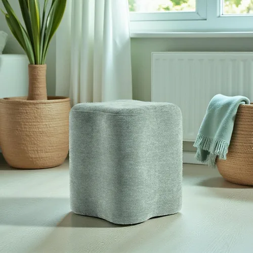 Miniatura 4 de Get Set Style Otomana con forma de flores de 14.4 pulgadas, moderno taburete otomano de felpilla para sala de estar, cómodo puf extra para sentarse
