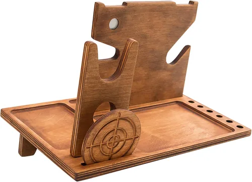 Miniatura 8 de Mesita de noche - Organizador de bandeja de pistola - Soporte para pistola de madera con cargador de reloj - Ideal para agentes de policía - Regalos