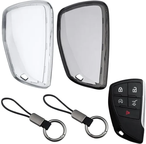 Funda para llavero de automóvil compatible con Chevy Silverado 1500 Colorado Equinox Tahoe Suburban GMC Sierra Yukon Canyon Honda Prologue (negro y