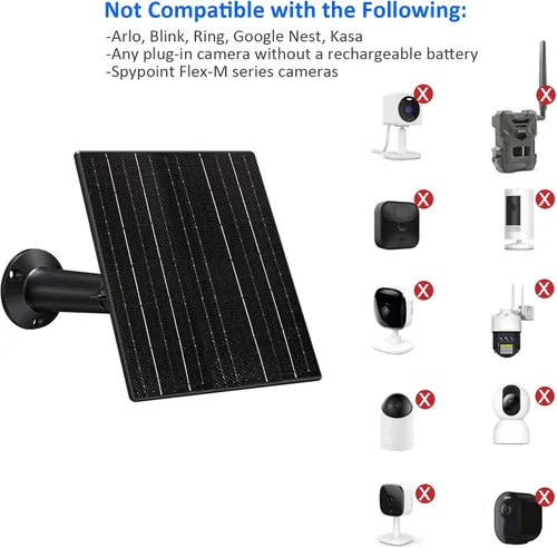 Miniatura 4 de Zivif Panel solar de 10 W para cámara de seguridad de 5 V/12 V y cámaras de sendero, cargador solar con CC 5.5 × 0.083 in, 4.0 × 0.067 in y 3.5 ×
