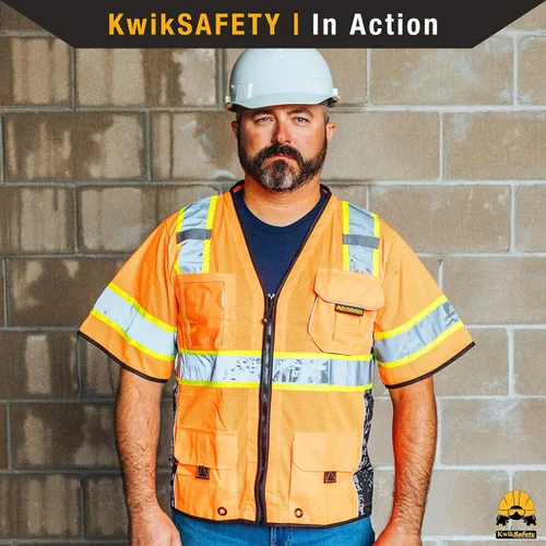 Miniatura 7 de KwikSafety - Charlotte, NC - Chaleco de seguridad premium EXECUTIVE HIGHWAYBOSS [Edición limitada] Clase 3 Probado por ANSI Cumple con OSHA Amarillo