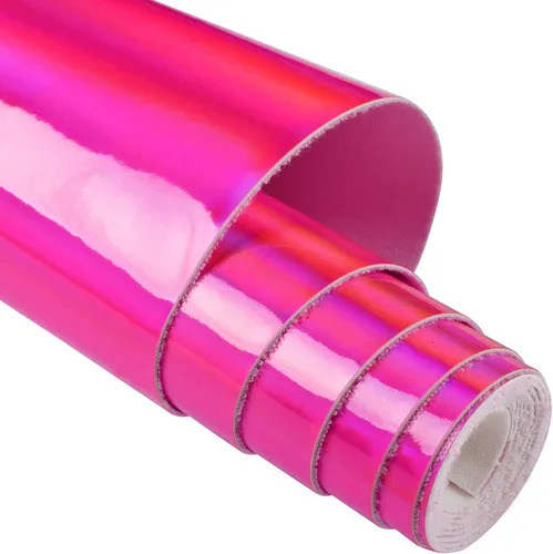 Miniatura 8 de HGUAN Tela de vinilo holográfica de 12 x 53 pulgadas, 1 rollo de hojas de piel sintética son adecuadas para lazos, aretes de cuero y otros artículos