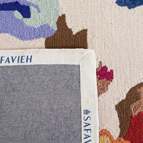 Miniatura 8 de SAFAVIEH Four Seasons Collection FRS509D - Alfombra floral con gancho a mano (3 pies 6 pulgadas x 5 pies 6 pulgadas), color marfil/multi