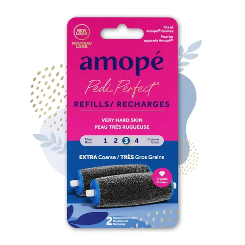 Amopé Pedi Perfect - Removedor eléctrico de callos para pies con cristales de diamante, elimina la piel dura y muerta, extra gruesa para pieles muy