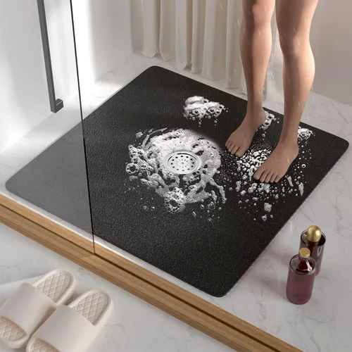 Miniatura 14 de HITSLAM - Tapete cuadrado para ducha, de 24 x 24 pulgadas, tapete de baño antideslizante para bañera, tapetes de baño de alcachofa de PVC suave