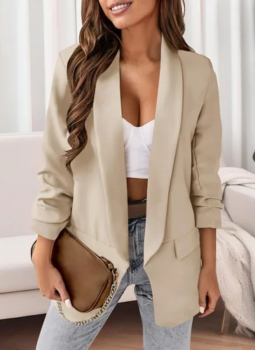 Miniatura 5 de PRETTYGARDEN Blazer casual para mujer, para otoño, de manga larga, frente abierto, para trabajo y oficina