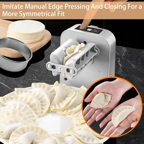 Miniatura 5 de Máquina Automática de Hacer Dumplings Sameme, Fabricante de Dumplings Eléctrico, Prensa de Empanada Removible con 2 Herramientas de Prensado