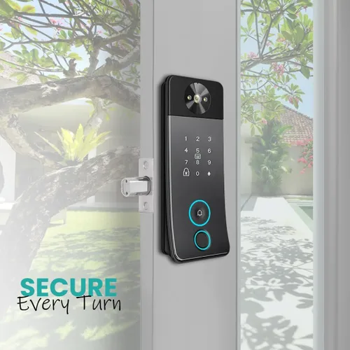 Miniatura 6 de Cerradura electrónica de puerta con leva y timbre, cerrojo de entrada sin llave con video portero, desbloqueo