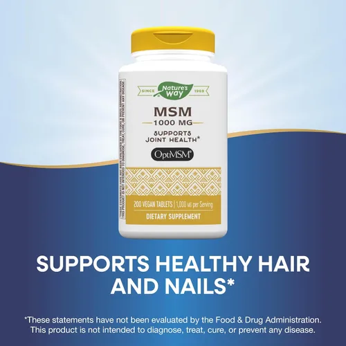 Miniatura 4 de Nature's Way MSM 1000 mg - Suplemento para la salud de las articulaciones* - Con metilsulfonilmetano - Sin gluten y vegano - 200 Tabletas