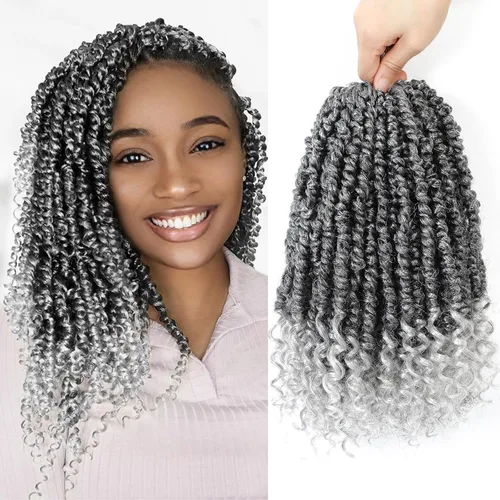 Miniatura 24 de Cabello de ganchillo Passion Twist, cabello Passion Twist pretrenzado, cabello Passion Twist de 10 pulgadas, trenzas de ganchillo cortas Passion