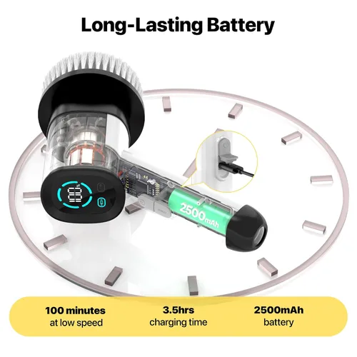 Miniatura 8 de Limpiador eléctrico giratorio – Limpiador eléctrico para limpieza con 7 cabezales reemplazables – Limpiador de bañera impermeable de cuerpo completo