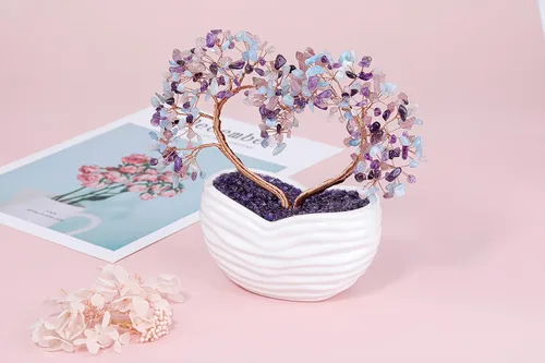 Miniatura 2 de Jovivi Árbol bonsái de cristal natural con forma de corazón y piedras preciosas curativas para ceremonia de boda, reiki, equilibrio energético