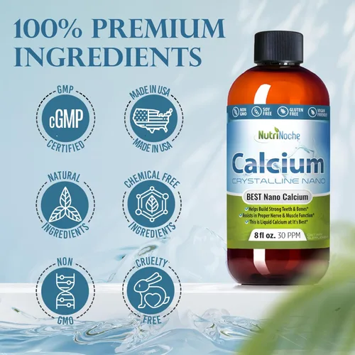 Miniatura 5 de NutriNoche Suplemento líquido de calcio – 99.99% nano calcio cristalino ultra puro para mujeres, hombres y niños – Alternativa a citrato de calcio