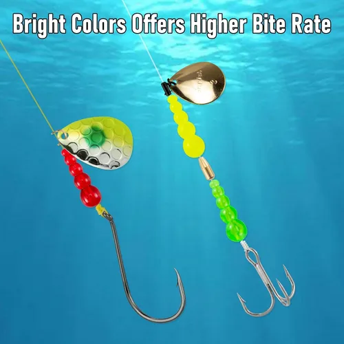 Miniatura 4 de Dr.Fish Paquete de 50 cuentas de pesca apiladas, cuentas de trucha, suministros para hacer señuelos, aparejo de lucioperca, hilandero de pesca