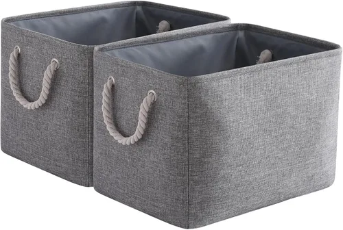 Miniatura 28 de Cesta de organización y almacenamiento para estantes - Paquete pequeño de 6 cestas de almacenamiento de tela plegables para organizar con asa