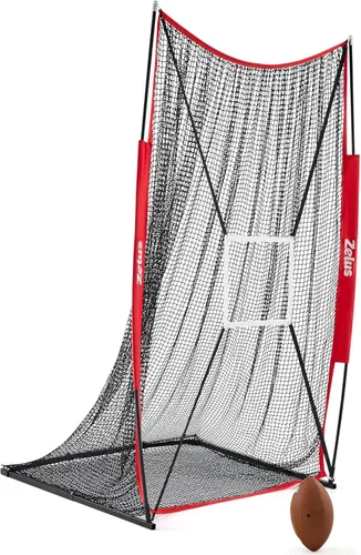 ZELUS Red de Pateo de Fútbol Americano de 7x4 pies, Red Portátil de Lanzamiento de Fútbol Americano con Accesorio de Zona de Objetivo, Herramienta