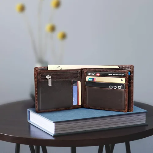 Miniatura 3 de YOOMALL Cartera de piel para hombre con bolsillo para monedero y ventana de identificación