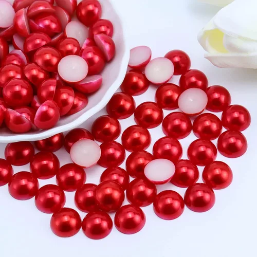 Miniatura 24 de 1500 PIEZAS 4mm Perlas Blancas de Media Parte Plana para Manualidades Joyería Álbum de Recortes Decoración de Uñas, Perlas de Parte Plana para Blanco