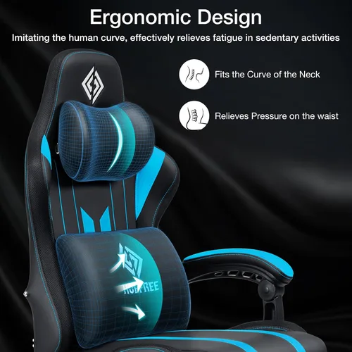 Miniatura 6 de HOFFREE Silla Gaming con Luces LED RGB de Ritmo Musical y Altavoces Bluetooth Silla Ergonómica de Gaming para Computadora con Masaje y Reposapiés