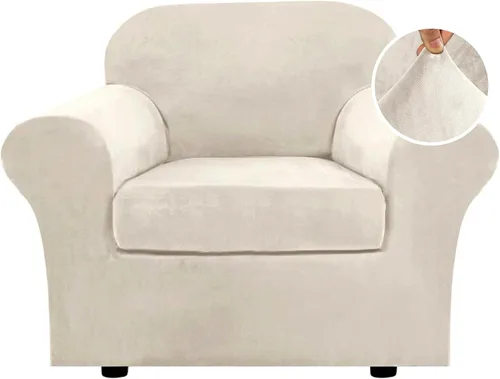 Miniatura 61 de H.VERSAILTEX - Funda elástica para sofá de 3 piezas, de suave terciopelo afelpado, para sofá biplaza con 2 cojines de hasta 72 pulgadas de ancho, se