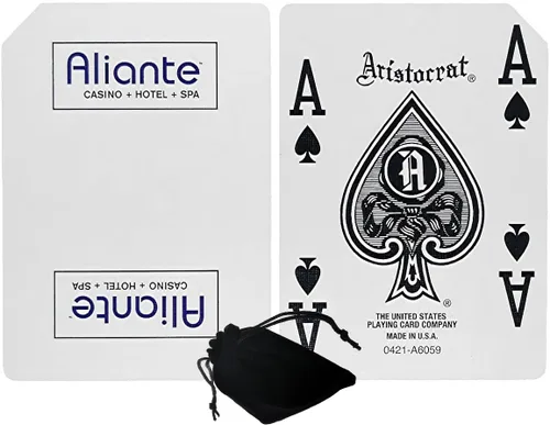 Cyber-Deals Authentic Las Vegas Casino Table-Played Playing Cards – 52 Cards Each, No Jokers – Variety of Casinos & Colors | Aliante - White/Blue