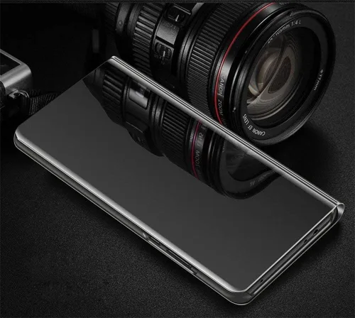 Miniatura 2 de LEMAXELERS Funda compatible con Galaxy S22 Ultra con diseño de espejo transparente, estilo libro, carcasa protectora ultradelgada con función atril