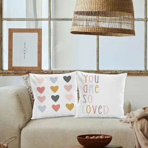 Miniatura 3 de Funda de almohada bohemia para aula, funda de almohada reversible con corazón de 18 x 18 pulgadas, fundas de almohada para sofá de guardería